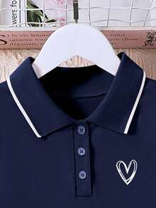 Tween Girl Polo Collar Half-Zip Dress - Royal Blue - View 4