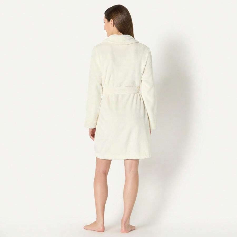 - Women's Mid-Length Terry Bathrobe Available In Plus Sizes - Crema+XXL - View 1