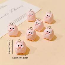 1/6pcs Cute Cartoon Pink Pig Resin Pendant, Animal Earring Charm, Jewelry Making Accessory, Suitable For Earrings, Necklaces, Bags And Keychains