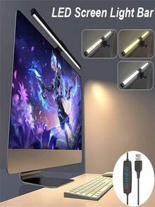 1pc USB LED Computer Monitor Light Bar With Dimmer And 3 Color Modes, Clip-On USB Desk Lamp, Eye-Caring, Glare Reduction, Button Control - USB Style - View 4