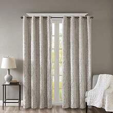 Sun Smart Mirage - Cortina oscurecedora 100% Total para Ventana, Panel de Cortina de Damasco Jacquard de Punto para oscurecer la habitación con Ojales en la Parte Superior, 50 x 108 Pulgadas, Color(127An x 241.3Al cm (4 Paneles) Gris) - Multicolor - Ver 11