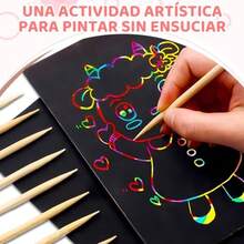 Scratch Art Paquete de 48 Scratch Multicolor Paper Cuadernos de Arte Para Rascar con 48 lápices Recuerdos de Fiesta de Arte para Arañazos para niños - Multicolor - Ver 6