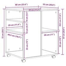 Armoire roulante vidaXL, aspect chêne brun, 60 x 53 x 72 cm, matériau à base de bois - Tabac - Voir 9