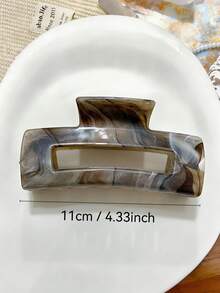 4个/1个女士黑灰色大理石纹方形贝壳花朵发夹，适合浓密头发，塑料发爪，优雅发夹，可用于马尾辫、发髻等，百搭、高贵、简约设计，女士头巾冬季发饰 - 彩色 - 查看 2