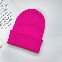 Winter Hat Unisex New Knitted Cute Hat Autumn Warm Brimless Hat Men's Casual Hat - 玫紅色 - 查看 13