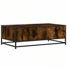 Table basse vidaXL chêne fumé 100 x 57 x 35 cm, bois composite et métal - Tabac - Voir 8