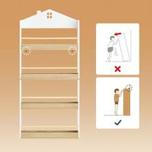 SoBuy Children's Bookshelf, Kids' Shelf, Toy Storage Shelf With 4 Shelves For Books And Decorations, Montessori Shelf, Children's Room Furniture, White And Natural, 60x130.5x15 Cm KMB121-WN - White - View 6