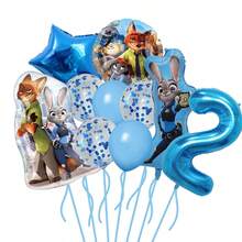 10 Peças Conjunto de Balões Azuis para 1st Aniversário: Material de Alumínio Metalizado + Látex Dupla Camada, Estilo Cartoon Legal! Inclui Balões Numéricos Azuis Brilhantes "1-9", Balões em Formato de Nick e Judy + Bolas Decorativas com Glitter, Tons de Azul Claro Reproduzindo Imagens dos Personagens, Vívido e Atraente. - Multicolorido - Visão 14