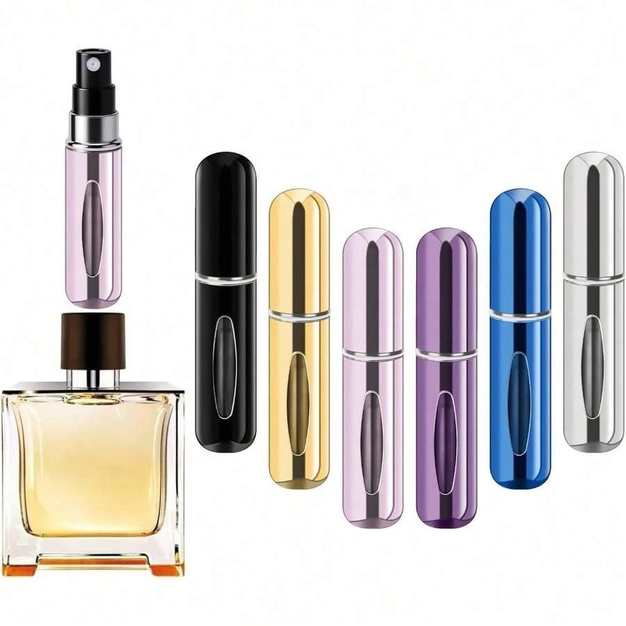 ‌4 Pack 5ml Refillable Perfume Atomizer Bottle Set Travel Portable Leak Proof Fragrance Spray Container For Women Men Gym Vacation Party‌ - Bạc, Tím, Xanh dương, Vàng, Hồng, Đen - Xem 1