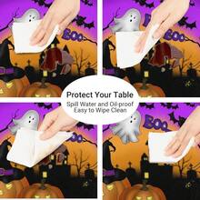 Halloween Purple Round Tablecloth With Elastic Halloween Pumpkin Round Fitted Table Cover Wipeable Circle Outdoor Table Cloths For Pattry Patio Dining Kitchen Holiday Decorate Fit For 45inch-50inch Tables,48inch(Round),B:HalloweenPurple - B:萬聖節紫色 - 查看 6