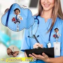 Retractable Badge Reel Holder With ID Clip - Acrylic Nurse Name Tag Card Holder, Doctor RN LPN Retractable Card Reel Holder, For Hospital Work, Holiday Gift - White - View 7