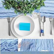 Camino de Mesa de 3. pies/4 Metros de Tela de Queso rústico Transparente , para Boda, Novia, Baby Shower, Fiesta de cumpleaños, decoración de Mesa de Tartas (Pasto Verde, )(2 azul claro) - Multicolor - Ver 6