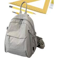 Mochila de viaje, ligera, impermeable, mochila simple con mltiples bolsillos para la escuela, el trabajo y los viajes, unisex - Gris Claro - Ver 10
