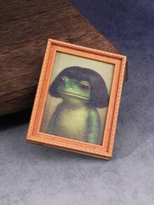 1 Piece Of Quirky Middle Part Hair Frog Pattern Fridge Magnet, Mini Photo Frame Shape, Fun Home Decoration Prop, Holiday Gift - Multicolor - View 8
