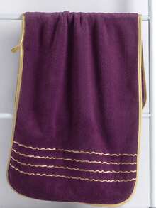 1pc/2pcs Ultra-Soft Microfiber Towel With Gold Trim, Coral Fleece, Black, Blue, Purple, Green, Gray, White, Bathroom Decorative Towel (Light & Thin), Lightweight, Soft, Absorbent, Non-Shedding, Unisex, Suitable For Bathroom, Beach, Pool, Spa, Hotel - Multicolor - View 20