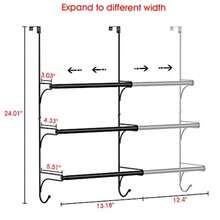 Over-The-Door Towel Rack - 3 Tier Hanging Expandable For Towels And Clothing - Black - Black - View 2