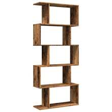 Bibliothèque/séparateur de pièce vidaXL, 5 étagères, aspect bois recyclé, 70 x 24 x 161 cm - Tabac - Voir 7