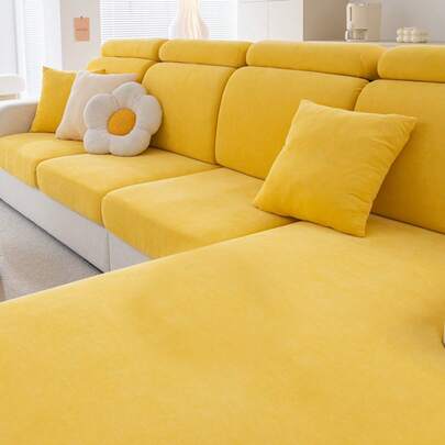 1pc Stretch Sofa Cover, Non-Slip Full Coverage Sofa Seat Cover, All Season Universal Sofa Cushion Cover, Fabric Thickened Sofa Blanket, Machine Washable, Dust-Proof, Pet-Friendly, Home Decor, Adjustable For Corner Sofa, Suitable For Bedroom, Office, Living Room, L-Shaped Sofa And 1/2/3/4 Seater