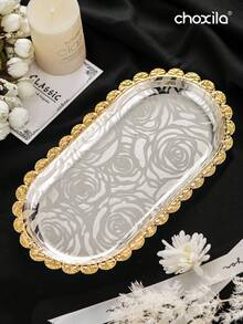 choxila 1pc Stainless Steel Decorative Tray, Can Be Used As Jewelry Tray, Cosmetic Tray, Jewelry Dish, Storage Organizer, Serving Tray - Tray - View 7
