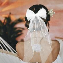 ml Angoily Pasador De Pelo Con Lazo Y Perlas Elegante Para Niñas Y Mujeres Pinza Decorativa Para Bodas Fiestas Y Uso Diario Accesorios Para Peinarse 17.3X5.9 Pulgadas10101 - Blanco - Ver 6