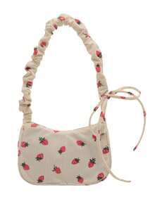 ¡Estilo Fresco y Moderno! Bolso de Hombro y Bandolera para Mujer | Diseño Minimalista con Detalle Plisado y Estampado Floral Pequeño | Gran Capacidad Interior, Ideal para el Día a Día | Material de Alta Calidad y Apariencia Elegante - Multicolor - Ver 13