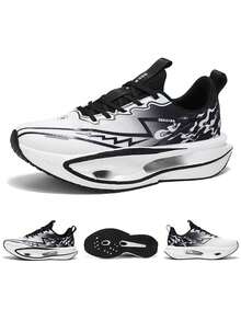 加大码男士碳纤维板专业跑步鞋，爆米花鞋底，双面加厚运动鞋，适合户外跑步，秋冬季 - 白色 - 查看 13