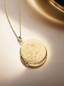 Personalized Round Gold Photo Locket Necklace, Photo Necklace, Photo Locket, Memorial Frame Pendant, Best Gift, Black, Silver, Gold, Fashion, Colorful, Retro, Simple, Unisex, Casual, Cute, Customized, Personalized, Unique, Ideal Gift For Him, Ideal Gift For Her - Nhiều màu - Xem 8