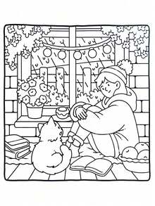 1 Livre "chat&CHILL" Livre de peinture de gribouillage mignon pour enfants [Adorable], Livre de peinture de gribouillage pour enfants contenant divers motifs d'animaux de compagnie mignons, jouets de peinture Montessori, cadeau créatif. Livre de coloriage à dessin au trait facile contenant des motifs de plantes, livre de peinture pour adultes [Ensemble de 12 marqueurs en couleur] Cadeau - Multicolore - Voir 4