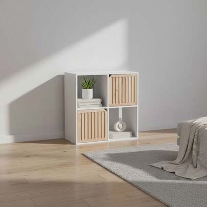 Ecommerc3 MOBLEKIT | Prateleiras de Madeira para Armazenamento e Decoração, Modelos em Forma de Cubo ou Retangulares com Opções de Portas ou Gavetas, Móveis Auxiliares Modernos para Sala de Estar, Quarto ou Escritório