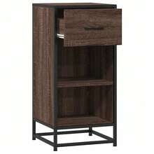 Buffet vidaXL aspect chêne brun 35,5 x 35 x 76 cm, matériau à base de bois et métal - Tabac - Voir 5