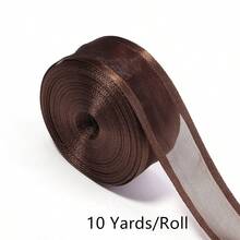 Ruy băng vải organza mỏng, khổ rộng 10 thước/cuộn, thích hợp để gói quà trang trí ngày lễ, ruy băng voan nhiều màu 25mm. - Ruy băng lưới - Xem 17