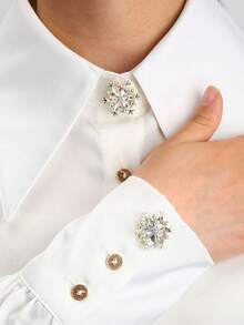 Juego de 2 piezas Gemelos con Strass en Forma de Copo de Nieve, Cubierta de Botón de Lujo para Camisas, Trajes y Esmóquines, Decoración de Ropa para Hombres y Mujeres, Cubierta de Botón de Metal, Broche de Solapa con Forma de Copo de Nieve con Brillo, Accesorio de Moda para Camisa, Se Pone en 3 Segundos, Sin Necesidad de Coser, Caja de Botones, Regalo para Fiestas - A - Ver 8