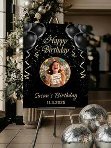 Customizable Photo & Text Signage, Suitable For Birthday/Graduation/Christmas Party Decor - Welcome Sign With Name/Date/Photo, DIY Signage For Milestones, Door Signs, Table Numbers, Etc. - Multicolor - View 9
