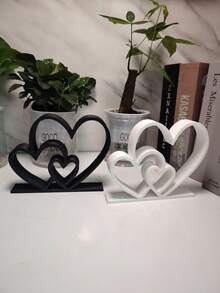 1pc Black Heart-Shaped Desktop Decor, Modern Style, Multipurpose Tabletop Ornament, Suitable For Home, Office, Cafe, Gift Packaging, Birthday, Romantic Gift, Home Decor, Valentine's Day Decoration - Multicolor - View 1