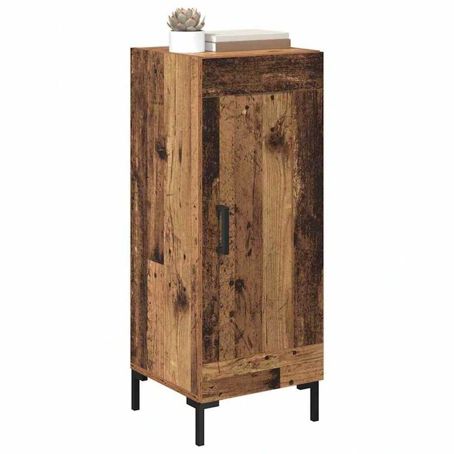 Buffet vidaXL en bois ancien recyclé, 34,5 x 34 x 90 cm, bois composite et fer - Tabac - Voir 1