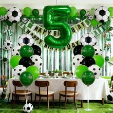 23pcs Football Themed Birthday Party Decoration Set, 32-Inch Green Number Balloons, Foil Balloon Kit For Anniversary Celebration, Match Day Party Decor, No Power Required - Multicolor - View 12