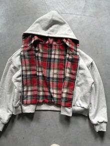 Loose Casual Simple Korean Version Dark Simple Double-Sided Zipper Sweater Jacket - 灰紅 - 查看 1