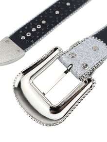 New Crystal Buckle Gothic Dark Western Cowboy Leopard Print Women's Belt, Luxurious Designer Brand Sparkling Belt, Y2K Gothic E-Girl Crystal Belt. Suitable For Men's Summer, School Casual, Business, Gifts For Boyfriends, Husbands, Fathers, Everyday Wear, Fashion, Teenagers, Outdoor, Vacation, Sports, Travel, Street, Bohemian, Vintage Autumn, Fall, Christmas And Easter Autumn-Winter Accessories, Suitable For Teenagers, Young People, Men, Casual, Outdoor, Sports, Vacation, Graduation Gifts, Birthday Gifts, Everyday Wear. - 黑色 - 查看 3