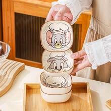 1/2个汤姆和杰瑞陶瓷方盘，3.7英寸，2025新款可爱高品质零食盘、水果和干果盘、家用盘、餐碗 - 彩色 - 查看 9