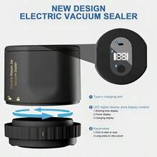1pc Automatic Electric Mason Jar Vacuum Sealer, One-Button Operation, Leak-Proof Sealing, Suitable For Regular And Wide-Mouth Containers, For Sealed Storage, Kitchen Tool. - Black - View 5
