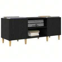 Mobile per dischi vidaXL effetto rovere nero, 121 x 38 x 48 cm - nero - Visualizzare 1