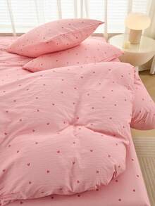 Bộ ga trải giường họa tiết trái tim sọc dưa hấu 2/3 món (1 vỏ chăn + 1/2 vỏ gối, không bao gồm chăn bông), phong cách cổ điển lãng mạn hiện đại, thanh lịch, chất liệu polyester thoáng khí thoải mái, phù hợp cho mọi mùa, lý tưởng để trang trí phòng ngủ, tạo không gian sang trọng như khách sạn, phong cách nữ tính, quà tặng cho bố mẹ và bạn bè, 1 vỏ chăn, 1/2 vỏ gối, Kích thước có sẵn: Siêu lớn, Lớn, Đôi tiêu chuẩn, Đơn, Ký túc xá, Trở lại trường học - Hồng - Xem 5