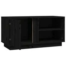 Larryhot Mueble de TV madera maciza de pino negro 80x35x40,5 cm, Robusto y duradero, fácil de montar, una opción ideal para la decoración del hogar - Negro - Ver 7