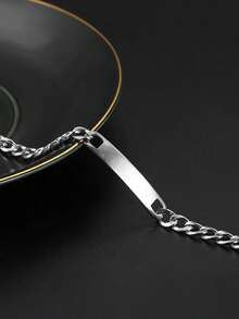 1pc Personalized Stainless Steel Cuban Link Bracelet, Suitable For Women, Men, Parents - Durable Interlocking Chain Links, Suitable For Casual And Formal Occasions, Luxury Jewelry Gift For All Year Round, Casual Wrist Accessory, Hip Hop Style Bracelet, Safety Clasp Design, Street Fashion Accessory, High-Quality Metal - Multicolor - View 6