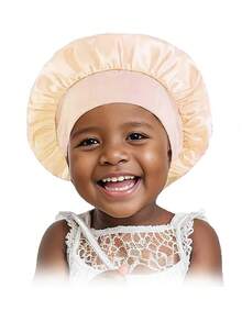 Customized Text Children's Satin Sleep Cap, Solid Color Wide Brim Elastic Mock Silk Round Hat, Hair Care Cap, Baby Cute Candy Color Versatile Children Headscarf Hat. - Multicolor - View 20