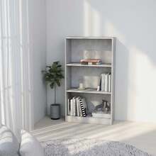 Libreria vidaXL a 3 scomparti, grigio cemento, 60x24x109 cm, in legno composito. - Grigio - Visualizzare 2