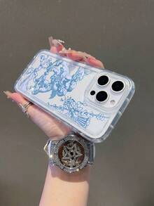 1pc Fashionable Creative Angel Heart Pattern Transparent Air Cushion TPU Material Anti-Drop Phone Case, Suitable As Holiday Gift Compatible With Apple, Galaxy S22/23/24/25/A05/A05S/A53/A54/A55 And Other Models - Multicolor - View 8