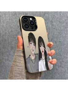 Todos los artículos están disponibles Funda para Smartphone de Pareja Colorida Plateada IMD Compatible con 17/16/15/14/13/12/11/X/XR/Xs/Plus/Pro/Pro Max Material TPU Fuerte Resistencia a Daños Delgada Ligera Elegante Regalo de Moda Coreana - Negro - Ver 2