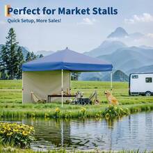 Huisuilinss Canopy Tent,Pop Up Canopy With 4 Sidewalls,10x10Ft Instant Canopy Tent,Portable Gazebo,Easy Set-up Sun Shelter With 4PCS Sidewalls,4 Sandbags For Camping Patio Backyard Beach Outdoor Activities - Azul - Ver 5