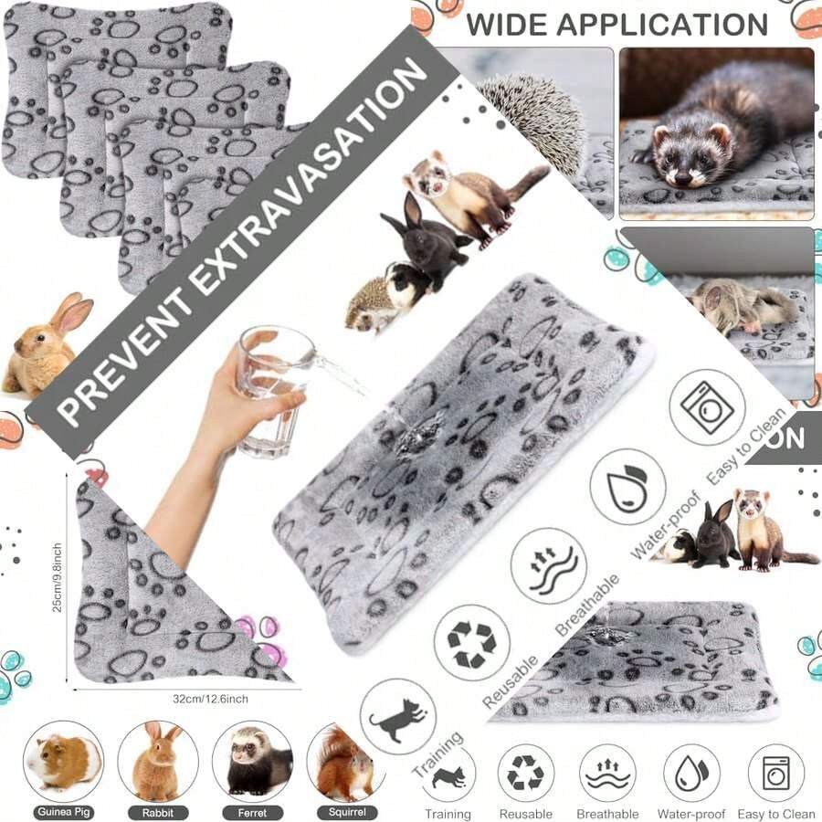 Haull - Juego de 4 fundas de cama de conejillo de indias impermeables para invierno, forro de jaula de felpa suave para perro y gato, reversible, acogedora almohadilla de orina de animales, lavable - Como se muestra en la imagen. - Ver 1